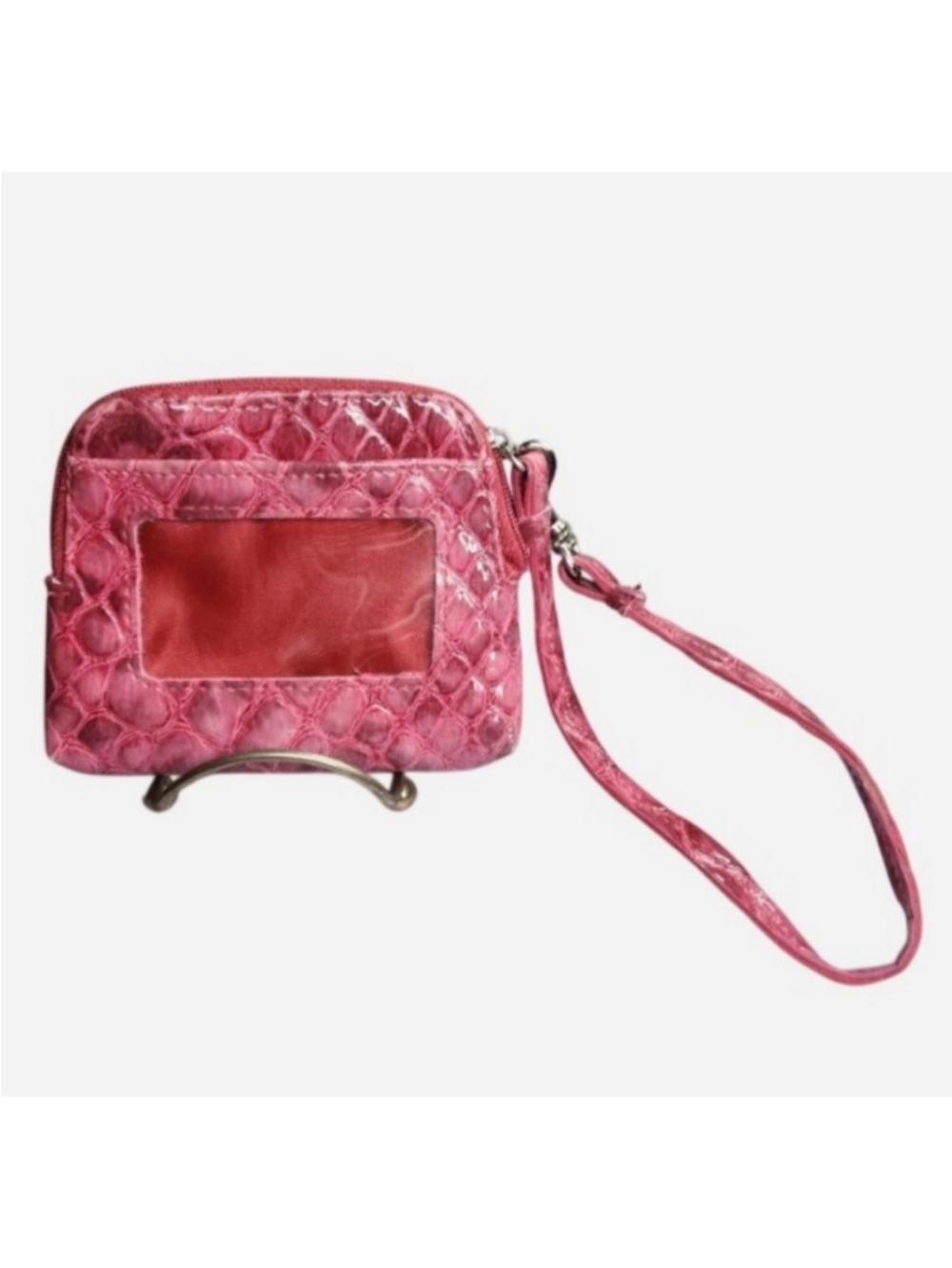 Nicole by Nicole Miller Pink Faux Snake Skin Wristlet With Strap - Picture 3 of 7